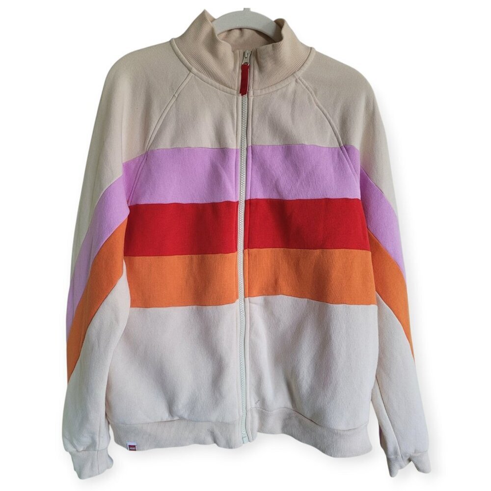 LEGO x Target Womens Track Jacket Medium Pink Red Cream Colorblock Zip Retro Fit - Picture 3 of 12